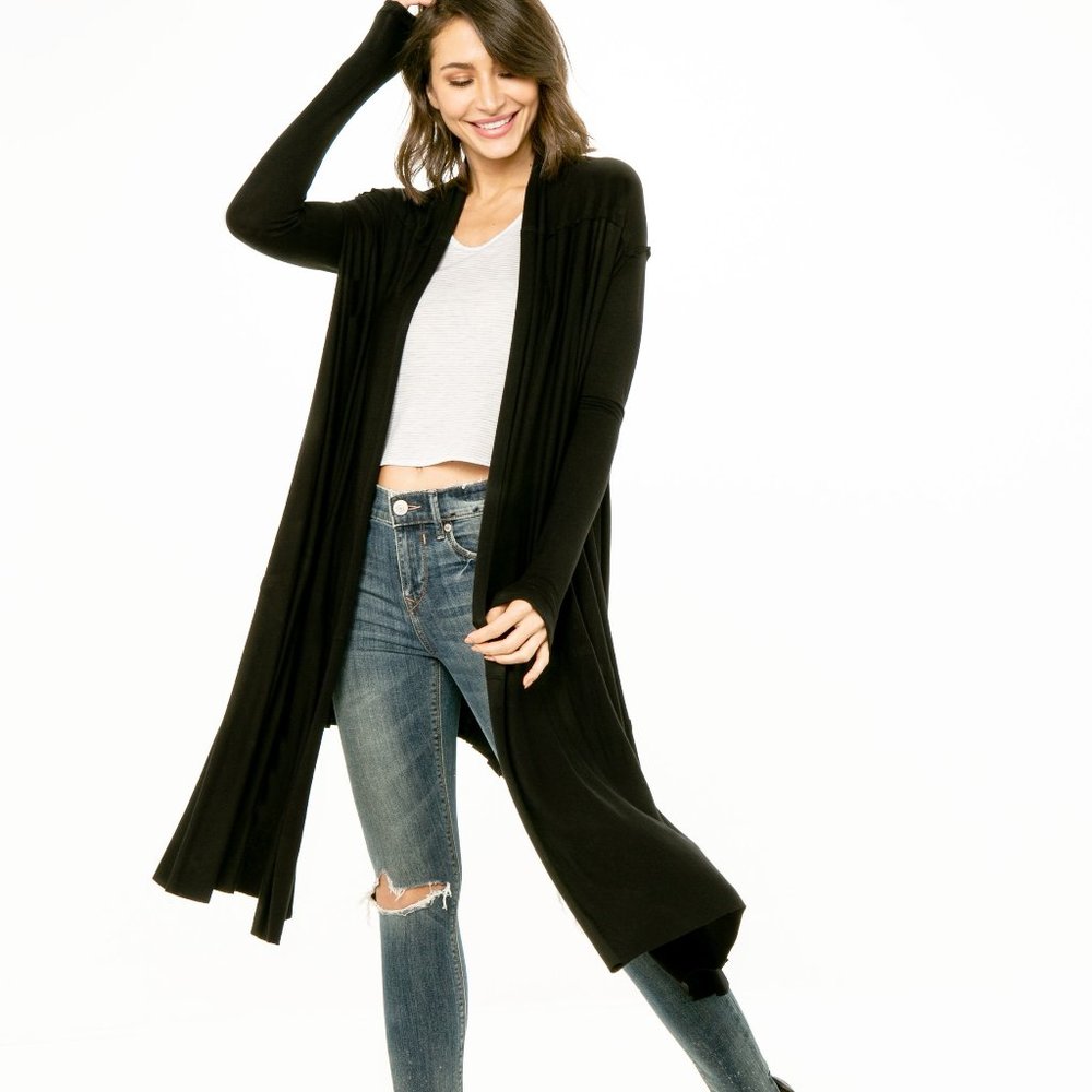 NWT Flowy Solid Cardigan MADE IN USA - Picture 1 of 8
